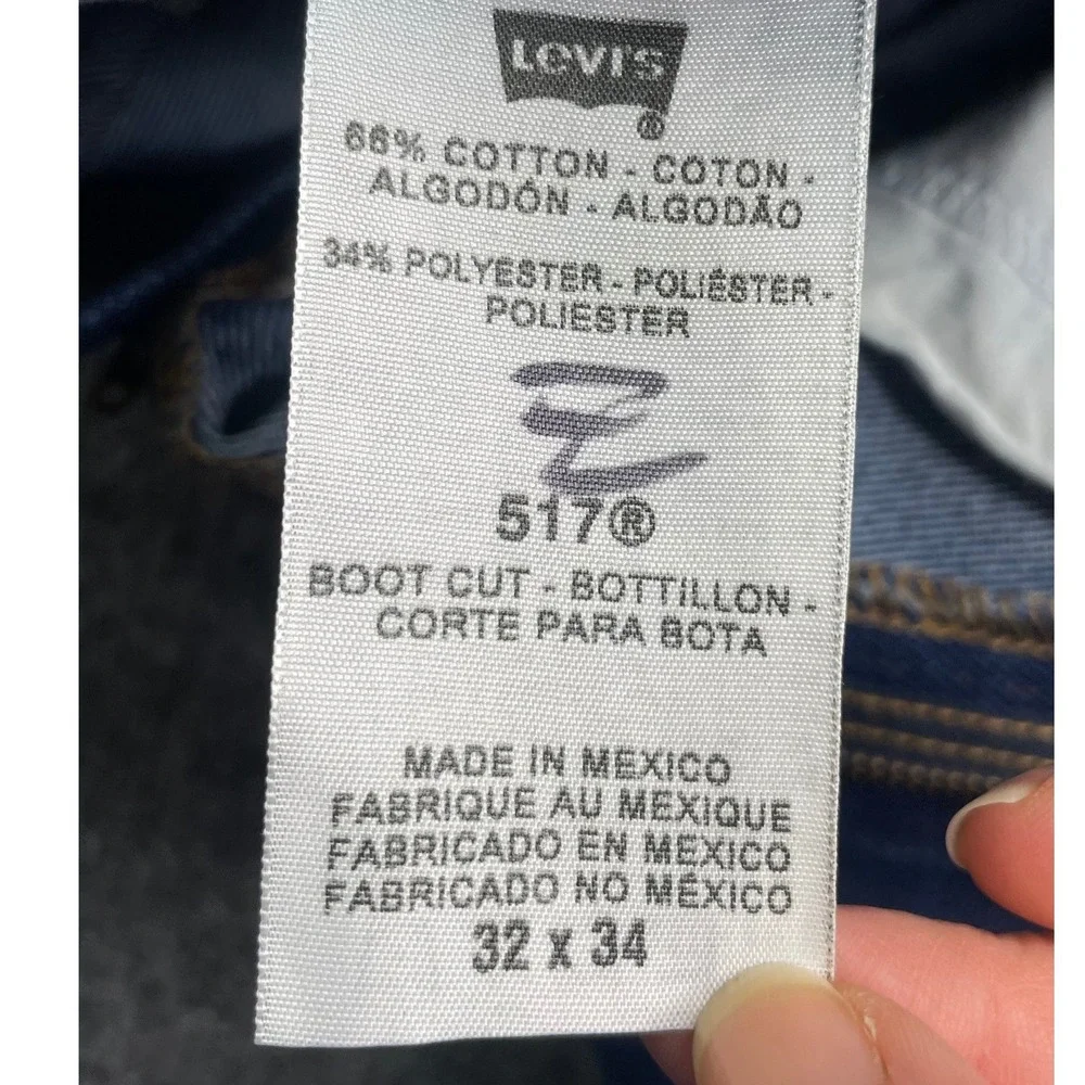 Levi's 517 Bootcut Jeans Mens 32x34 Blue Dark Wash Denim Pants 517-0217